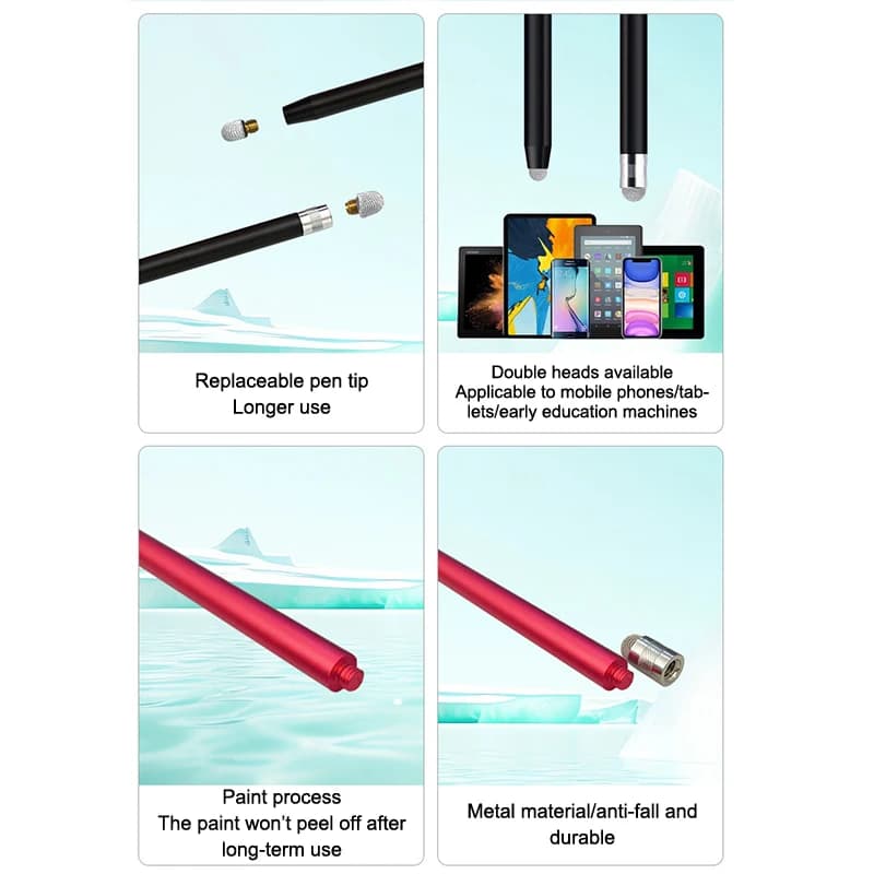 NUOVA penna capacitiva in fibra di rete con doppio pennino, penna per schermo tattile, penna da disegno per schermo capacitivo universale per telefono e tablet
