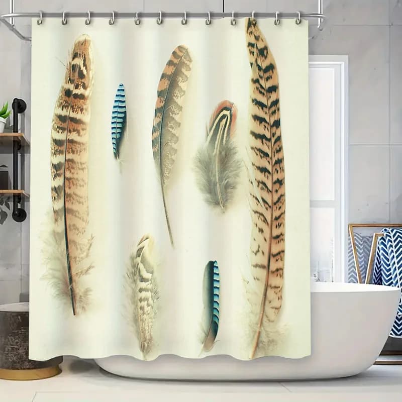 Tenda da doccia per bagno Natura Uccelli Piuma Modello Decorazione impermeabile Fodera lavabile per tessuti rustici per la casa