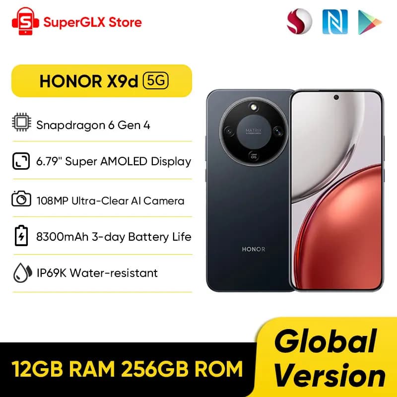 【DISPONIBILE】HONOR X9d Versione Globale Smartphone 5G Display Super AMOLED da 6,79" 12GB RAM+256GB ROM Batteria da 8300mAh 66W NFC IP69K