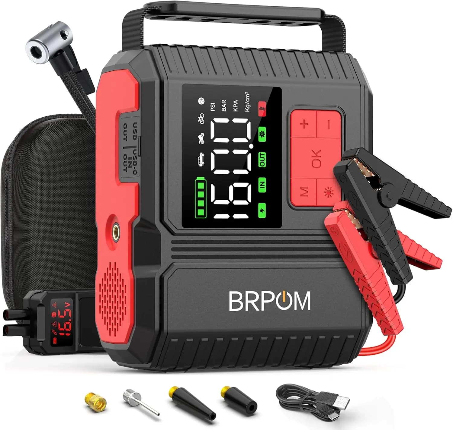 Avviatore di Emergenza Portatile per Auto con Compressore d'Aria, 8000A di Picco 26800mAh, Booster Batteria 12V per Tutti i Motori Benzina/Diesel