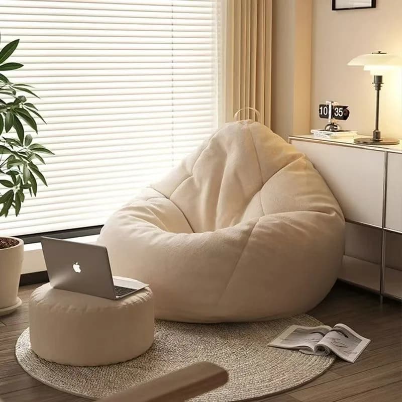 Poltrona Sacco Lounge Singola, Reclinabile, per Interni ed Esterni, Stile Giapponese Minimalista, Divano Letto Comodo