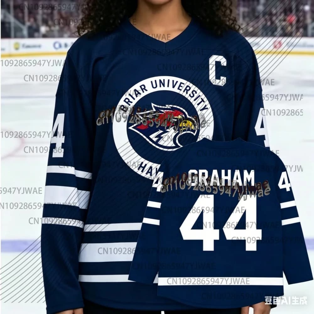Maglia da Hockey Universitaria Briar per Cosplay Femminile, T-shirt Graham 44 22 DI LAURENTIS 66 Tucker46, T-shirt per Uomo e Donna, T-shirt per Coppie