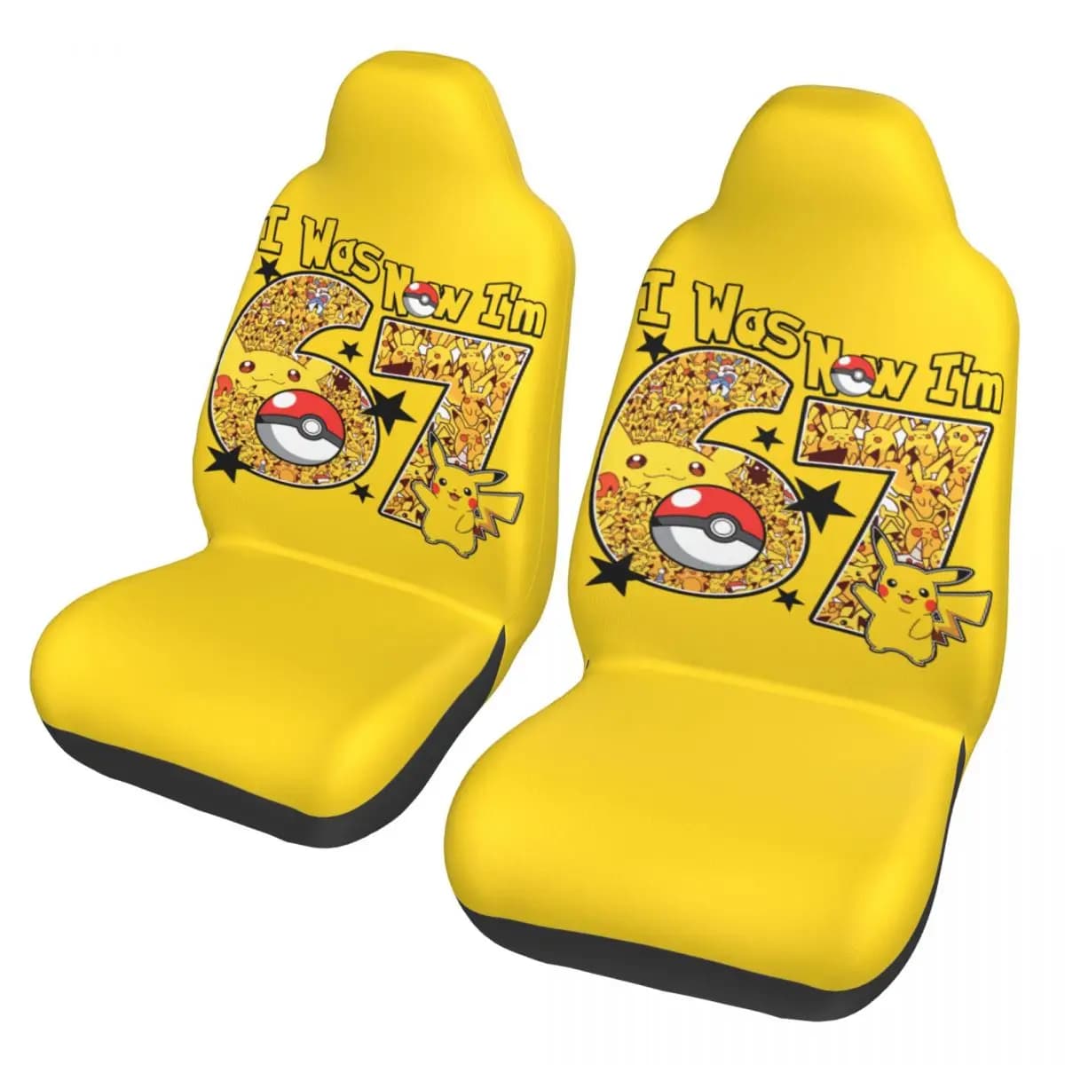 Universal Car Seat Cover Pikachu I Was Now I'm 67 Poke-Mon, Interior Accessories for SUVs, Seat Protection