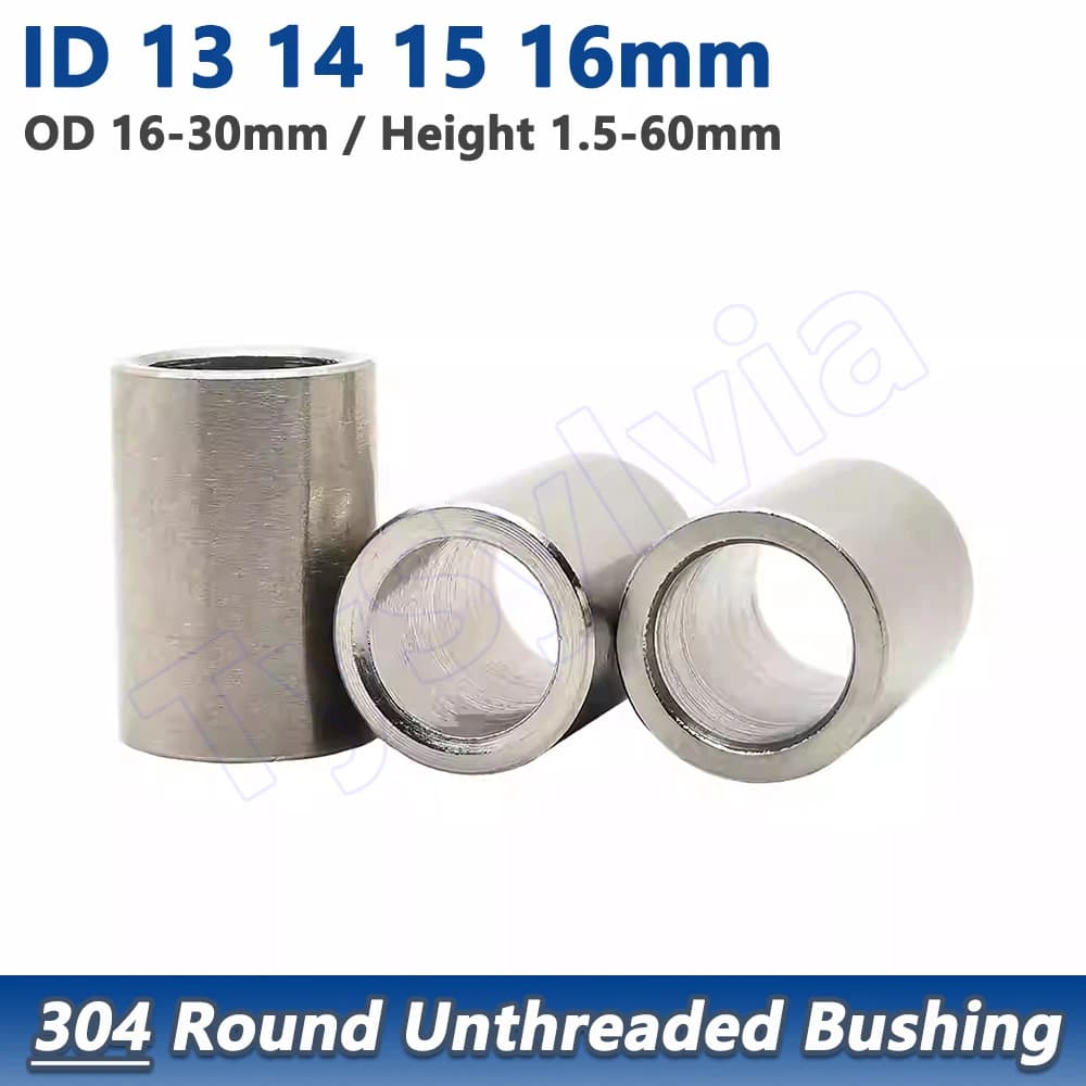 304 Stainless Steel Spacer ID 13 14 15 16mm Unthreaded Bushing Round Hollow Standoff Straight Through Column Gasket Sleeve