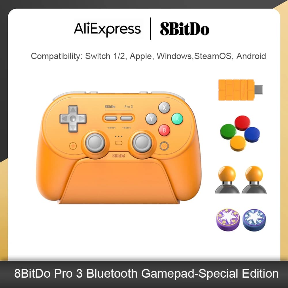 Bluetooth 8BitDo Pro 3 game controller for Switch 1/2 Windows, Apple TMR joystick with switchable trigger for Android Steam