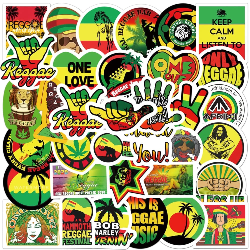 10/30/50pcs Cool Reggae Rock Music Stickers Mixed Cartoon Decals DIY Journal Notebook Diary Waterproof Colorful Graffiti Sticker