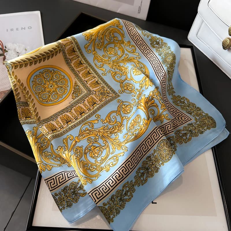 New Four Seasons Fashion Print Silk Square Scarf 70x70cm Fashionable Four Seasons Headband Luxury Sunscreen Shawl Bandannas