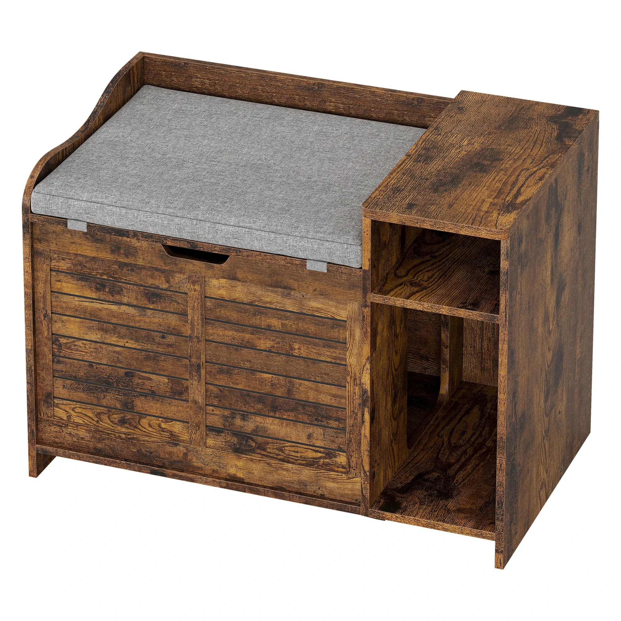 Lettiera per gatti mobili scatola per lettiera in legno nascosta custodia per animali domestici cassa per gatti comodino per bagno con tappetino per graffi per gatti littterbox Furni