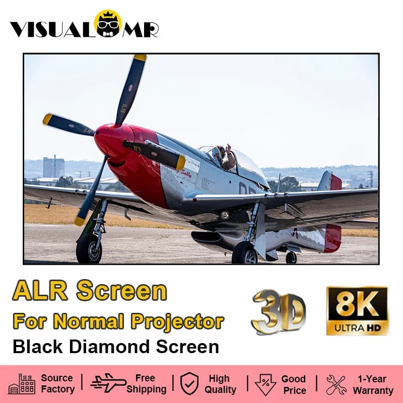 VisualMr Hot Black Diamond ALR Schermo di proiezione 1CM Cornice lunetta 60-250 pollici 4K 8K Luce ambientale che rifiuta per proiettori normali