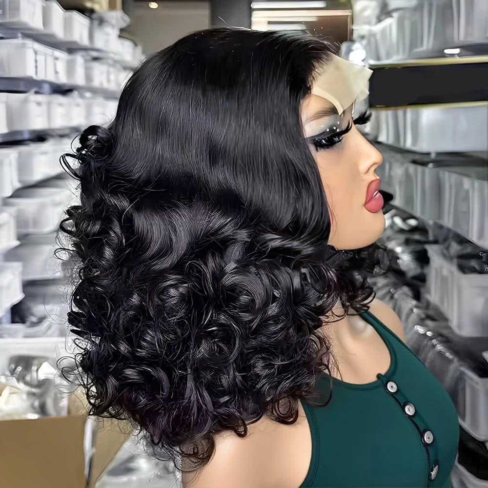 Pre Cut No Glue Loose Water Wave Short Bob Wig 5x5 Glueless Human Hair 250 Density Brazilian Remy Bleached Knots Body Wave 13x4 13x6 Hd Lace Frontal Wig