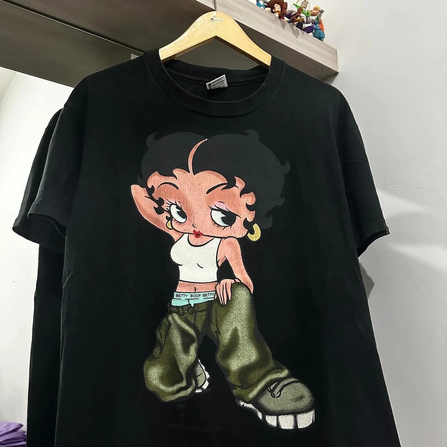 Classic American Retro Hot Girl Cartoon Design Short Sleeve T-Shirt Large Size College Style Cotton Breathable round Neck Tee