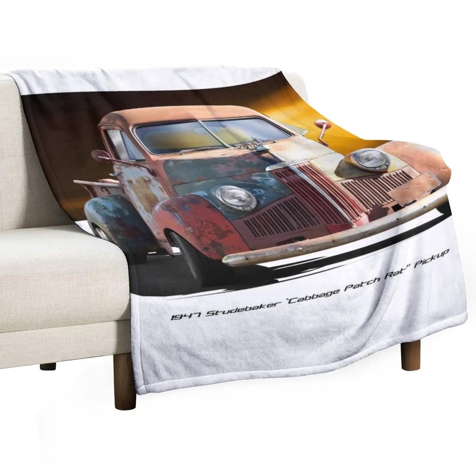 1947 Studebaker 'Cabbage Patch Rat' Pickup Throw Blanket Tourist Sleeping Bag Plaid on the sofa Retros Luxury St Blankets