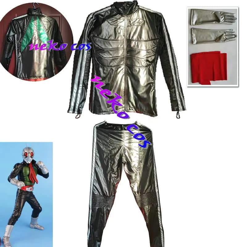 Nekocos Rider The First 1GO The Next 1GO Guanti e Sciarpa Argento, Costume Cosplay, Stivali e Scarpe Argento