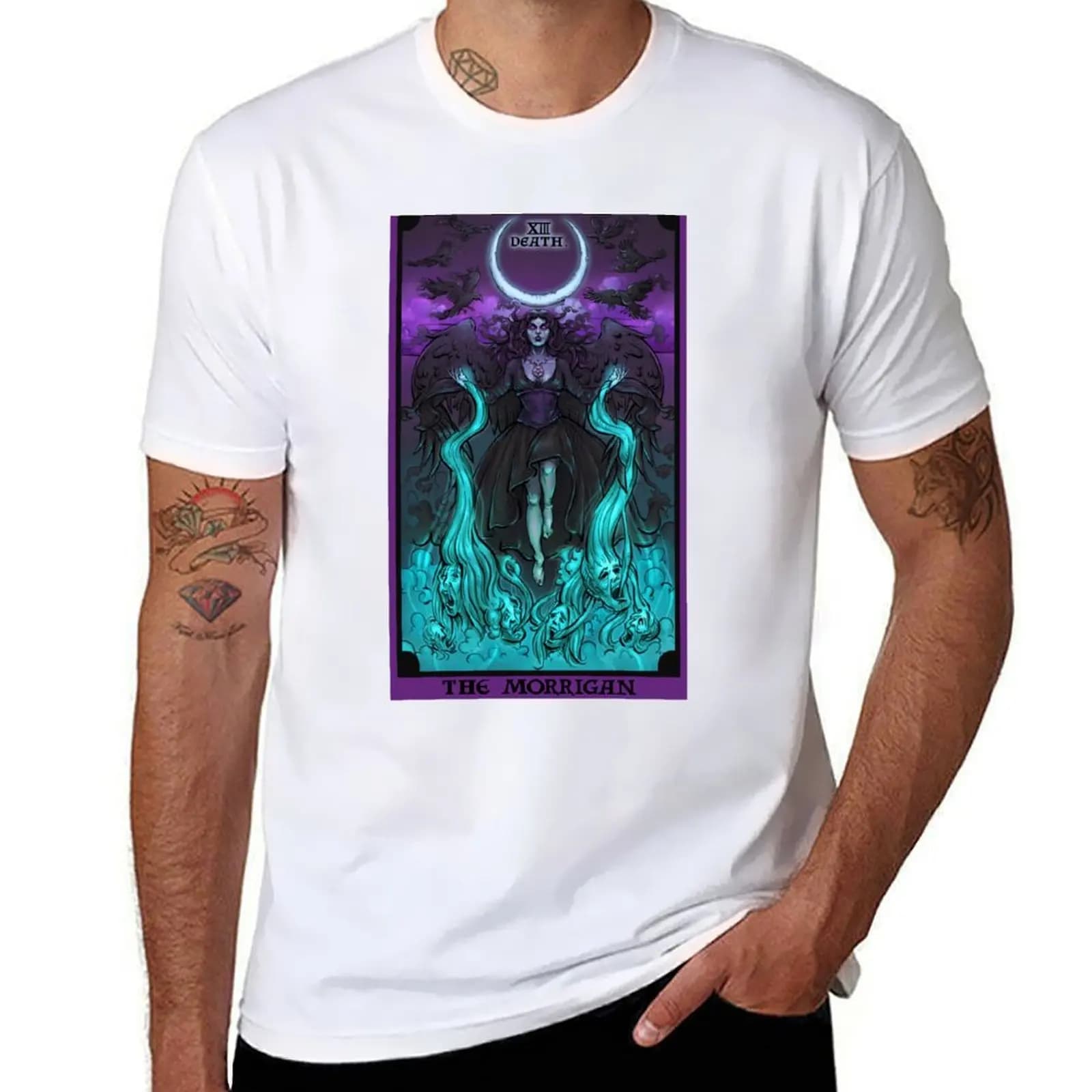 T-shirt The Morrigan Death Tarot Card, maglietta casual a maniche corte per streetwear