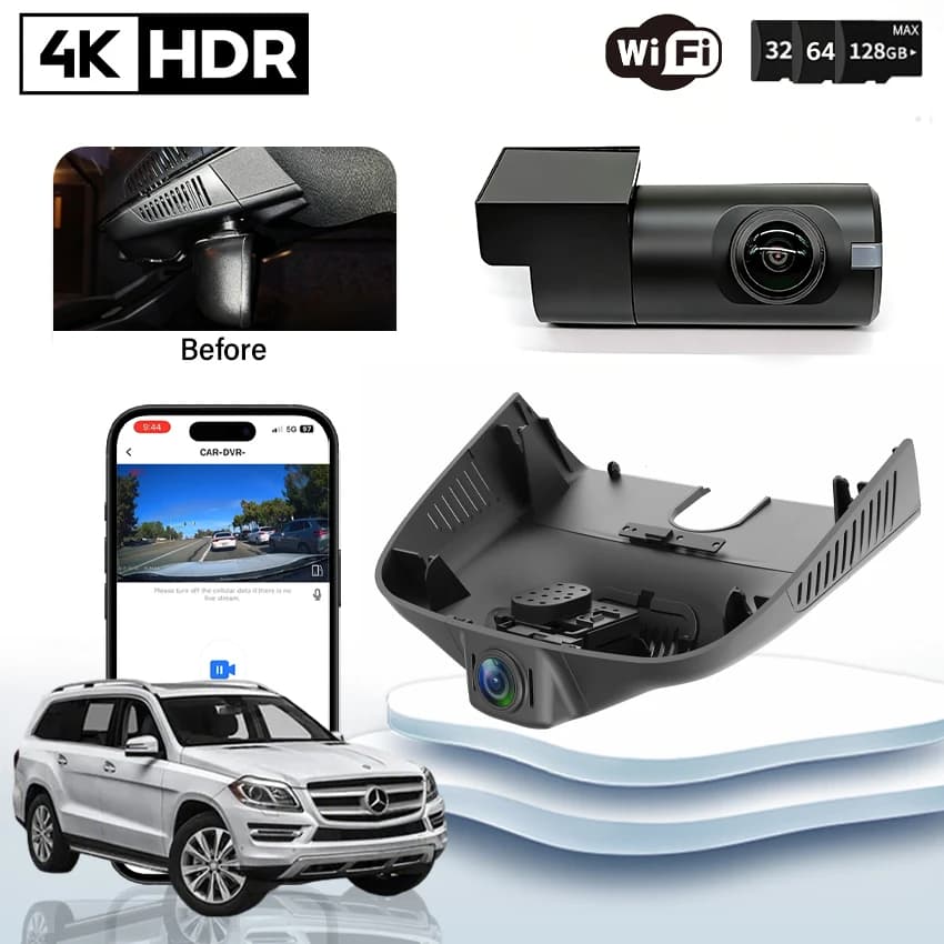 Camera DVR 4K for Auto Mercedes-Benz GL 350 450 550 X166 2013-2016 and MB ML 250 350 400 W166 2012-2015, Video Recorder for Dashboard