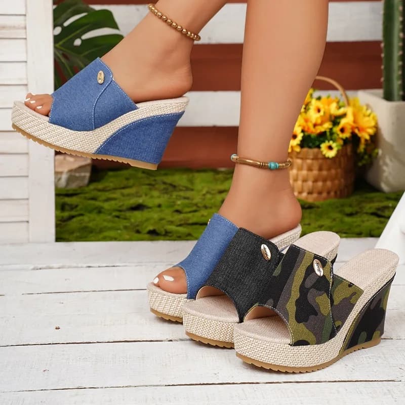 Sandali con Zeppa da Donna 2026 Nuova Moda Estiva Tinta Unita con Punta Aperta e Suola Spessa, Scarpe Casual Comode con Tacco Alto