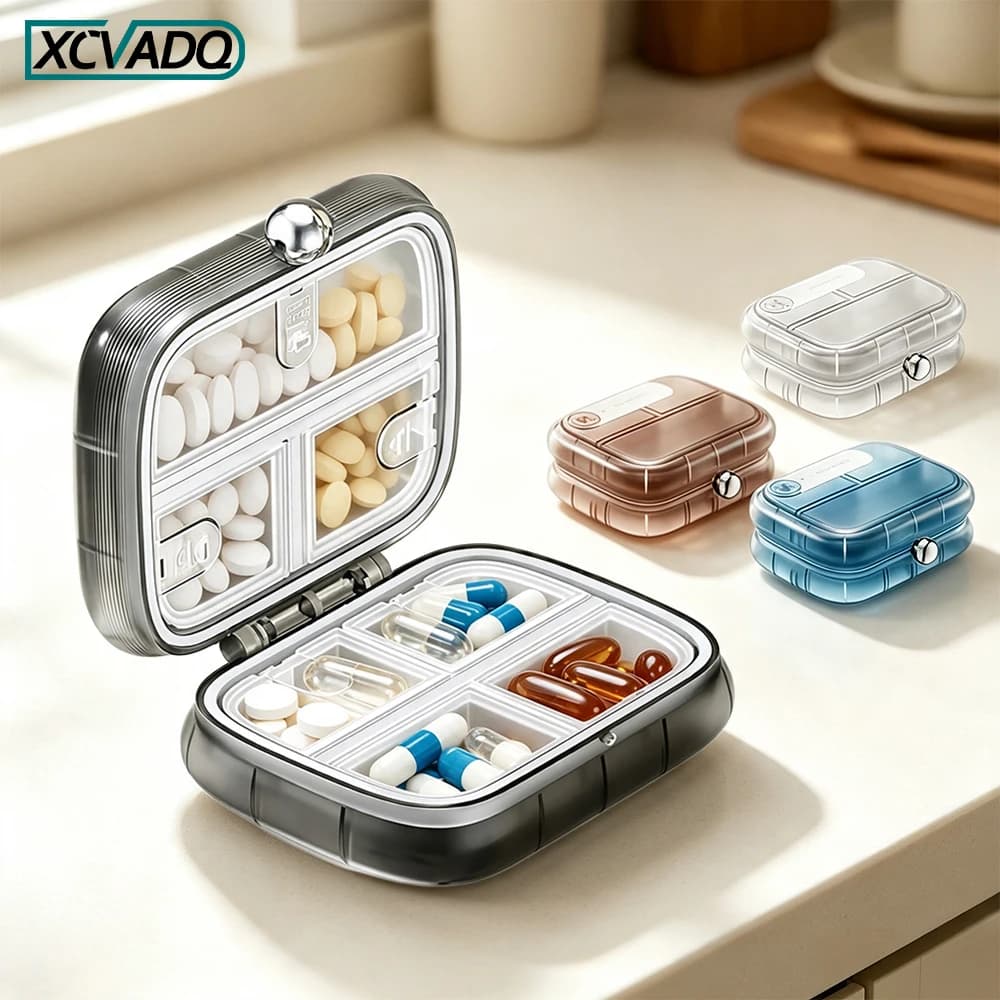 1/2Pcs Weekly Pill Organizer Travel Medicine Case, Portable 7 Grid Pill Box for Vitamins,Fish Oil,Supplements,Medication Storage