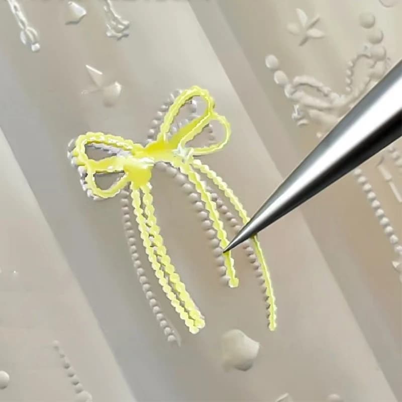 Nuovo Stampo in Silicone 3D per Nail Art con Fiocco, Perline e Nastro, per Decorazioni Fai da Te e Charm per Unghie