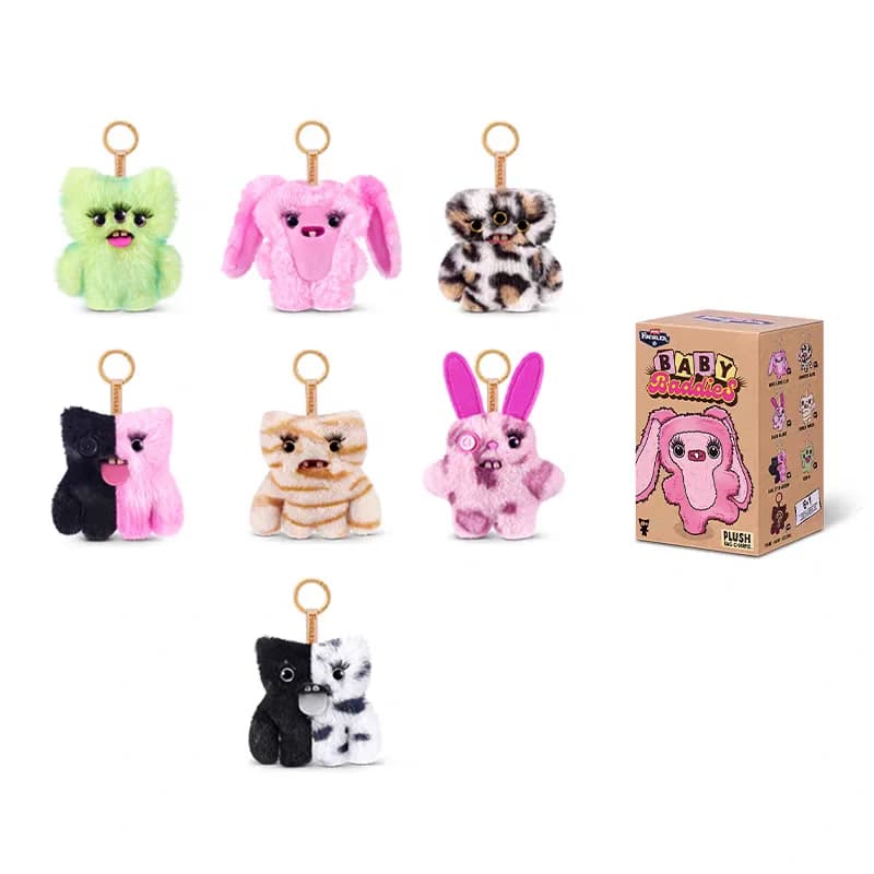 Nuova Serie Fuggler: Simpatici Mostri Divertenti, Coniglio Rosa della Serie Baddies, Peluche da Collezione, Regalo per Collezionisti
