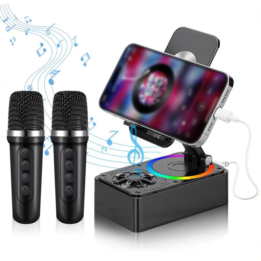 Altoparlante Bluetooth Altoparlante wireless Telefono Power Bank 360 ° Supporto per telefono pieghevole rotante per microfono live per riunioni video karaoke