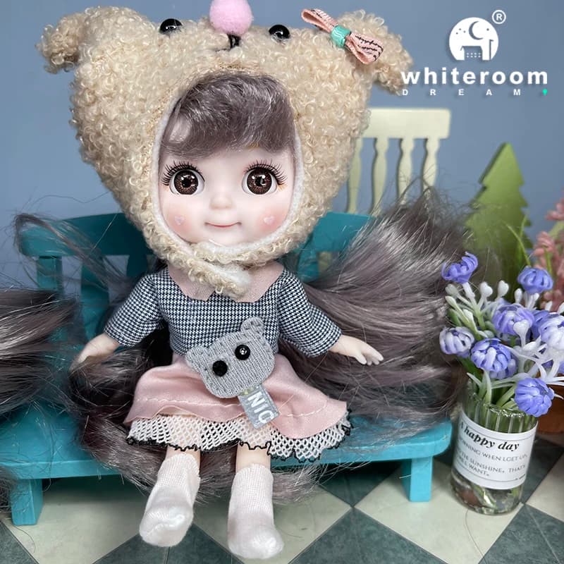 Ob11 BJD Doll Mini Dolls For Girls Animal Clothes Accessories 1/12 Toy Baby 3D Big Eyes Beautiful DIY Toys Dress Up Free Gift