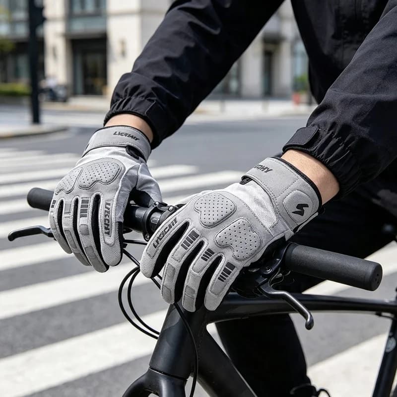 LYSCHY Summer Motorcycle Gloves Breathable Full Finger Anti‑Fall Wear‑Resistant Touch Screen Motocross Dirt Bike Off‑Road Riding