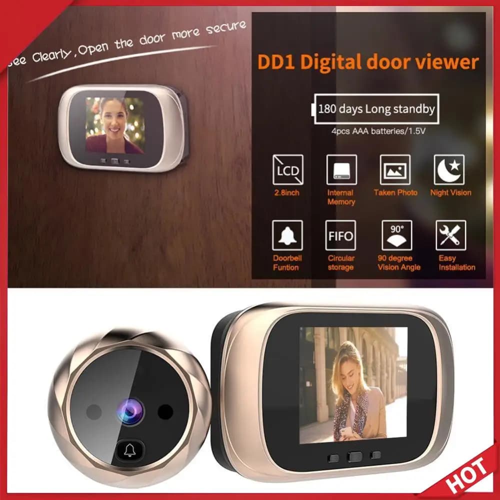 2.8 inch Digital Doorbell Night Vision Door Peephole Camera Viewer Door Bell Peephole Viewer Video Night Vision