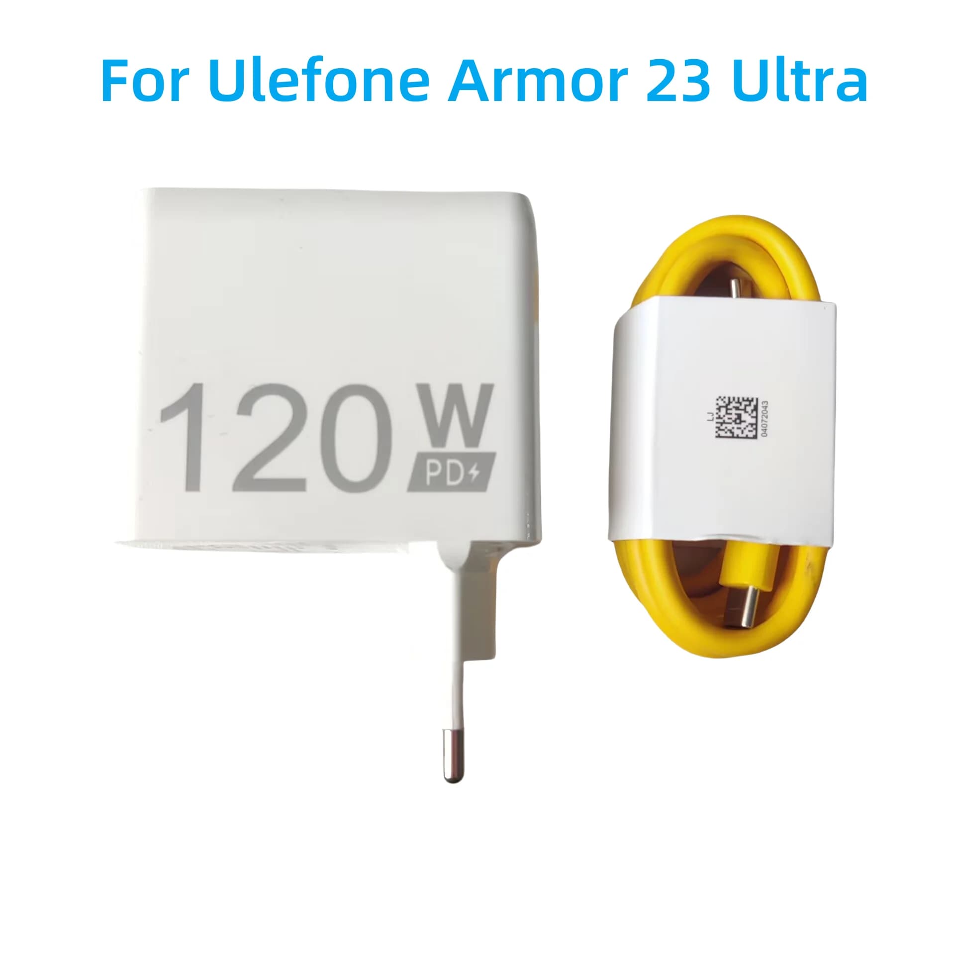 New Ulefone Armor 23 Ultra Cell Phone 120W Power Adapter Fast Charger EU Plug +6A TPYE-C Usb Cable Line Wire