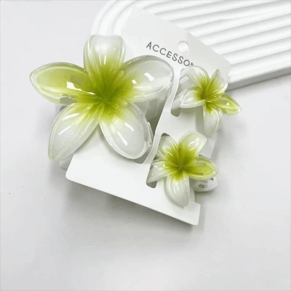 Set di 3 Nuove Mollette per Capelli Sfumate, Dolci Fiori Acrilici, Fermagli per Capelli con Fiori Hawaiani, Accessori Estivi
