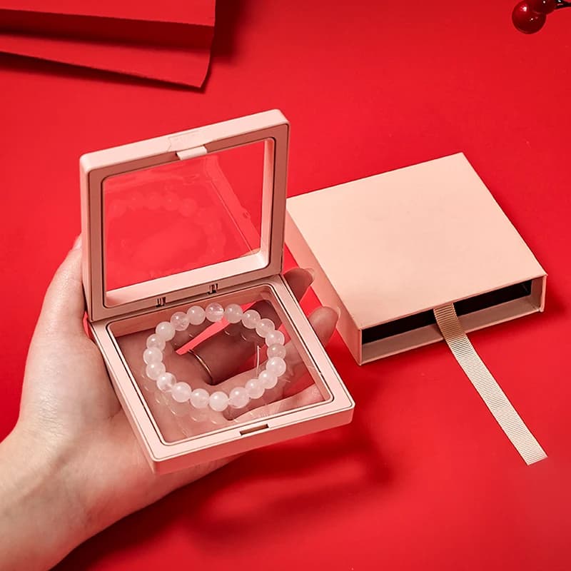 Set da 3 pezzi, espositore galleggiante trasparente da 3 dimensioni, scatola portaoggetti per gioielli in film plastico, scatola per imballaggio di gioielli/confezione regalo