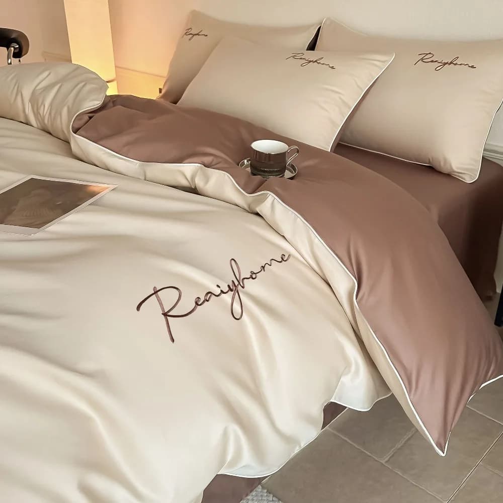 Luxury Long Staple Cotton 4 Piece Bed Sheet Set with Fitted Sheet Dorm Bedding