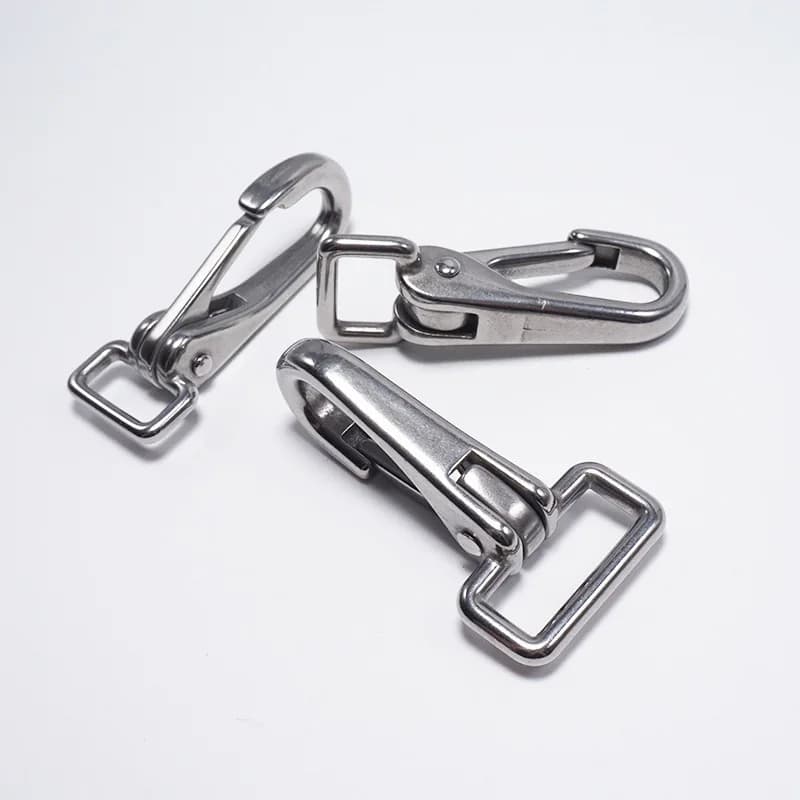 Moschettone Girevole Quadrato in Acciaio Inossidabile - Clip Resistente per Cinghie, Guinzagli per Cani, Accessori Fai-da-Te per Lavorazione del Cuoio