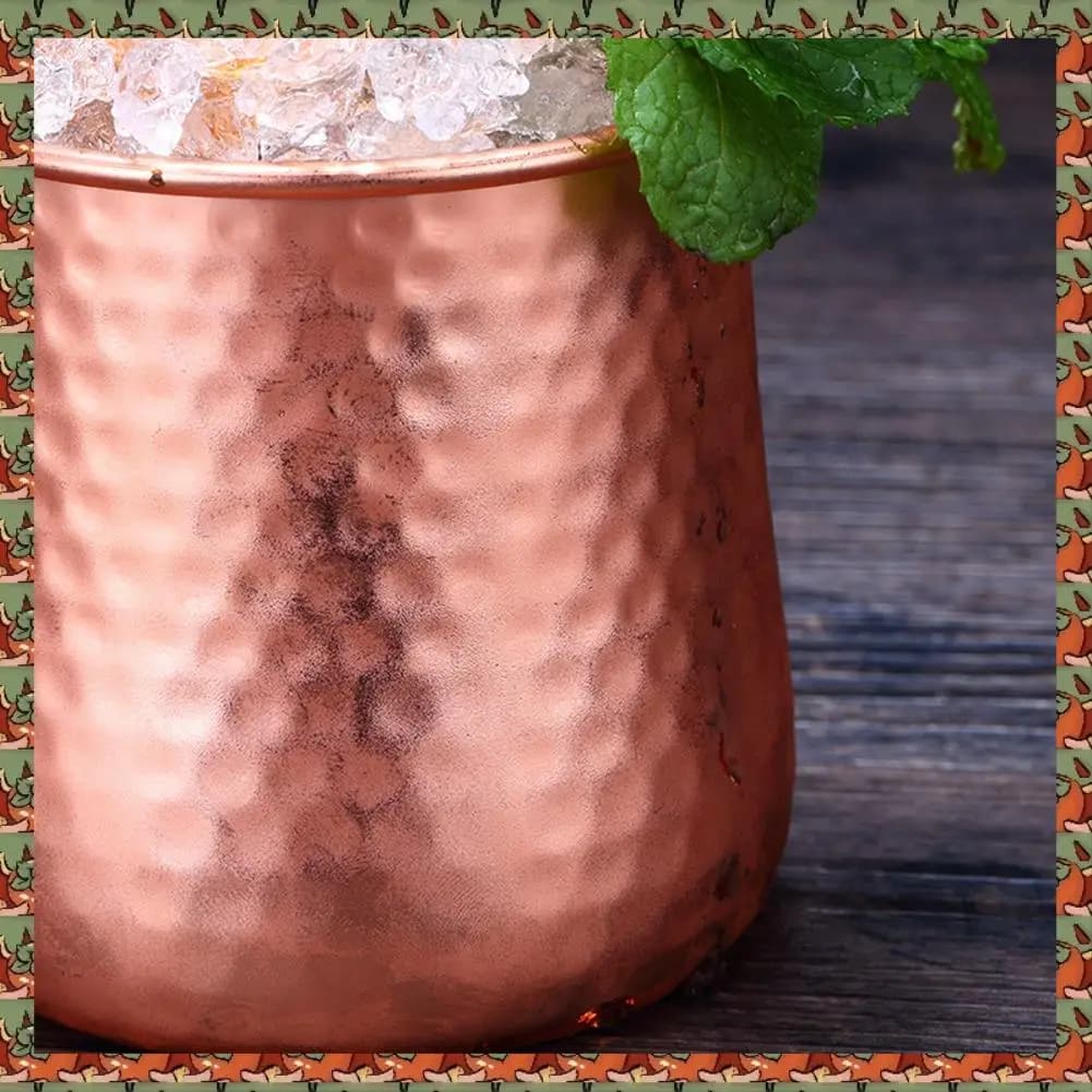 ABLQ 2 tazze da birra/latte in rame martellato, tazza da mulo di Mosca realizzata a mano, mulo di Mosca, stoviglie per bicchieri, 55 ml