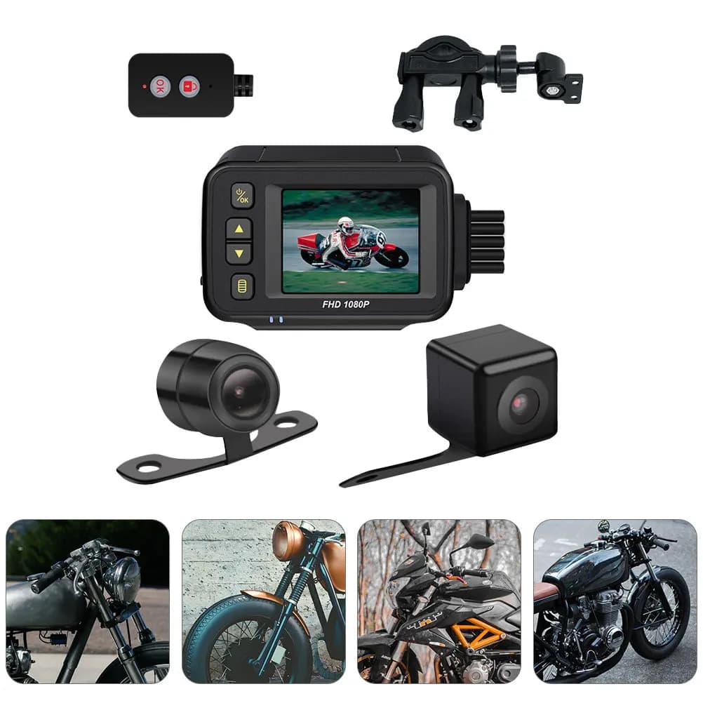 Registratore di Guida per Moto con Doppia Lente, Anteriore 1280x720p Posteriore 640x480p, Video ad Alta Definizione, Dashcam Impermeabile per Motocicletta