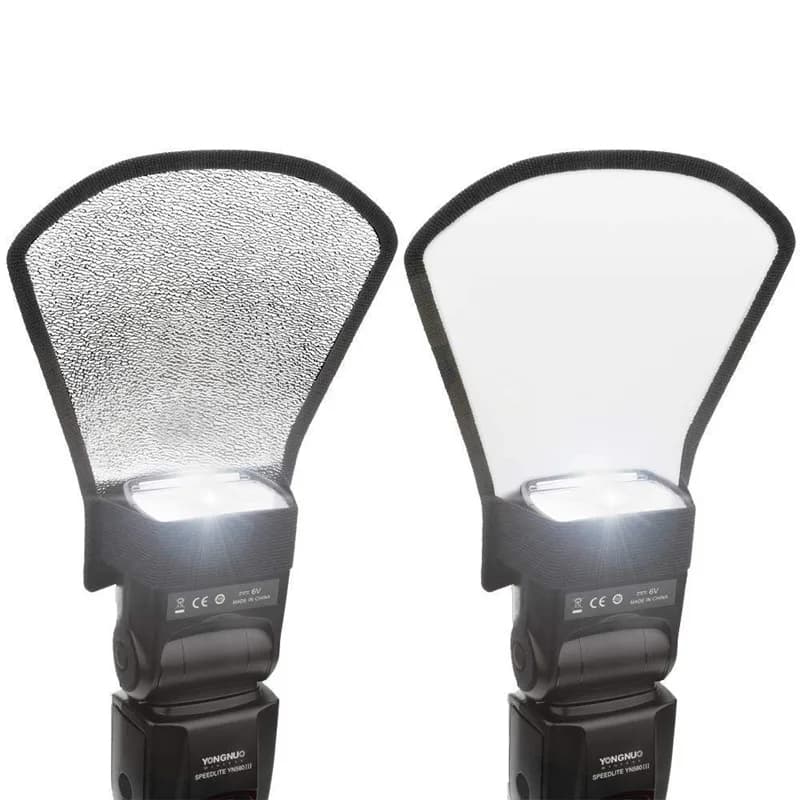 Diffusore Universale per Flash Fotografico Canon Nikon Speedlite DSLR, Riflettore 2 in 1 Argento/Bianco