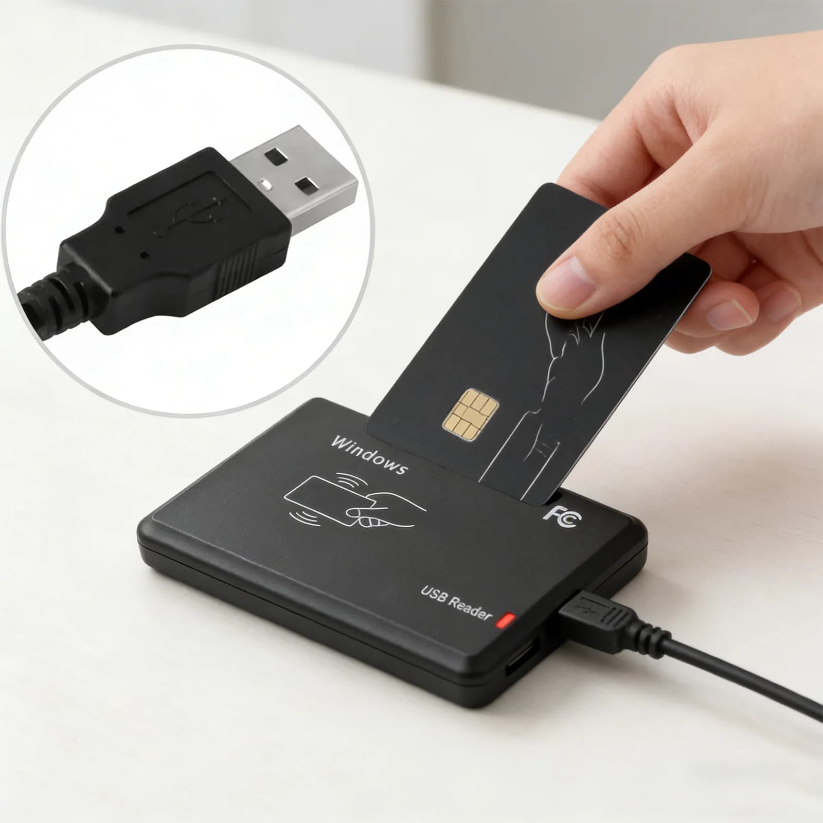 NFC Reader 13.56MHz Access Control Encrypted Programmer with LED Indicator/Buzzer Compatible for Windows Linux MacOS