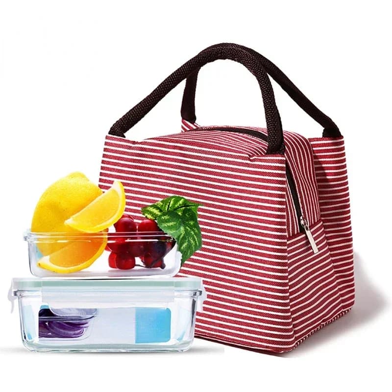 Borse per il pranzo per bambini da donna a righe borse termiche per il pranzo al sacco con contenitore per alimenti da Picnic isolate impermeabili