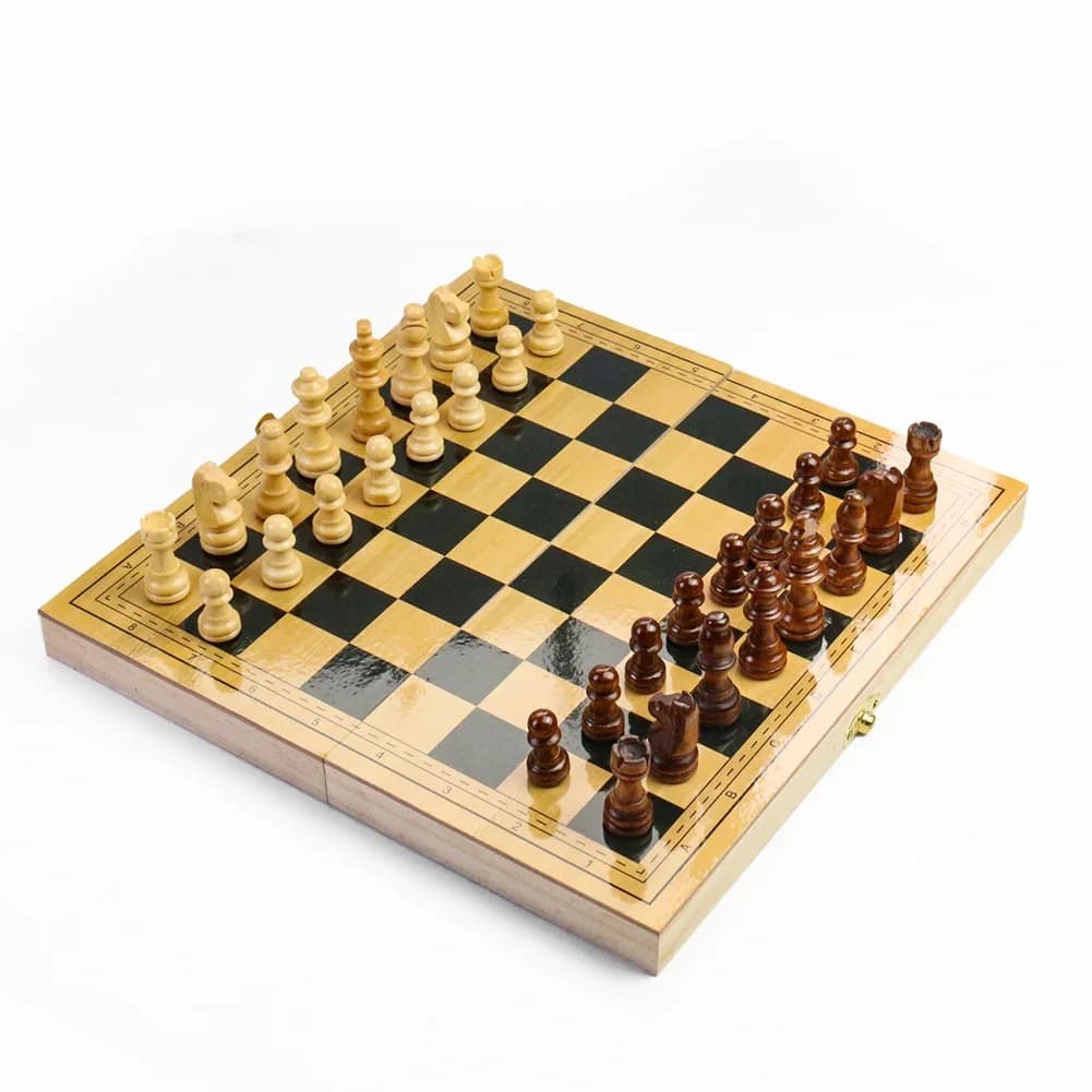 Set di scacchi pieghevoli in legno Gioco da tavolo da viaggio portatile Strategia Puzzle Giocattolo Intrattenimento educativo Regalo per bambini Adulti 34 pezzi