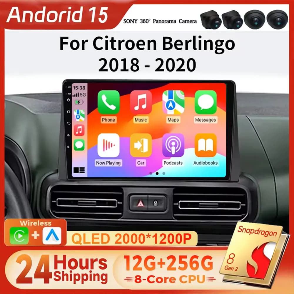 For Citroen Berlingo 2019, Peugeot Partner Rifter 2020, Opel Combo, autoradio Carplay, stereo, multimedia video player, Android 16