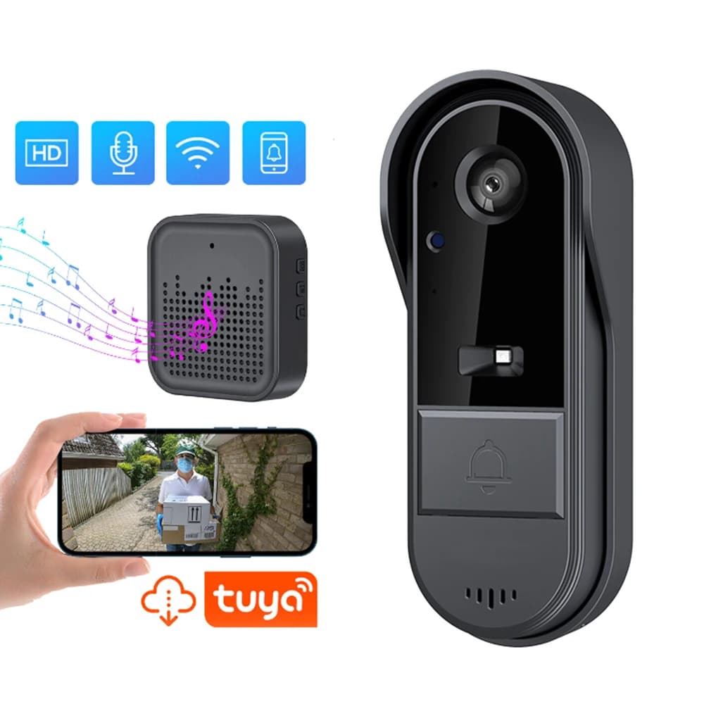 Videocamera per campanello Video Wireless con suoneria per campanello Wireless Audio bidirezionale controllo APP Tuya visualizzazione notturna scheda TF solo WiFi 2.4G