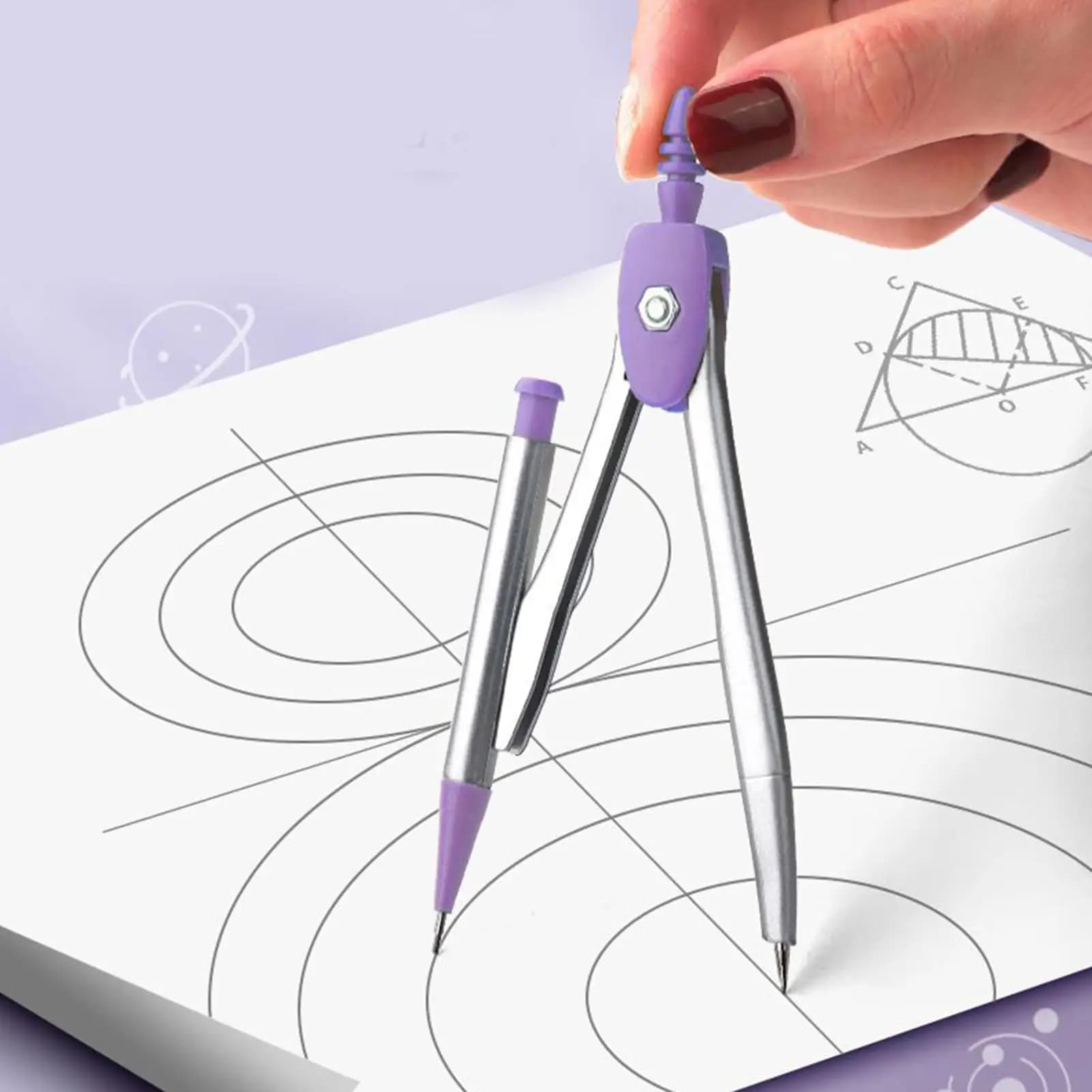 Set di geometrie per studenti Goniometro scolastico e bussola Set di matematica Strumenti di disegno Cancelleria con scatola di immagazzinaggio per bambini Adolescenti Ragazze