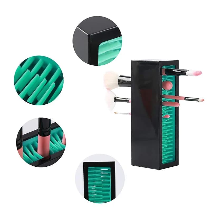 Organizzatore per Pennelli da Trucco in Silicone con Supporto per Asciugatura - Porta Pennelli, Eyeliner e Strumenti Cosmetici