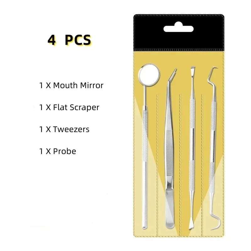 3 pz/4 pz In Acciaio Inox Dentista Strumenti Puliti Specchio Dentale Doppia Sonda Detergente Dente Strumento Dentale Prodotti Kit Per Igiene Orale