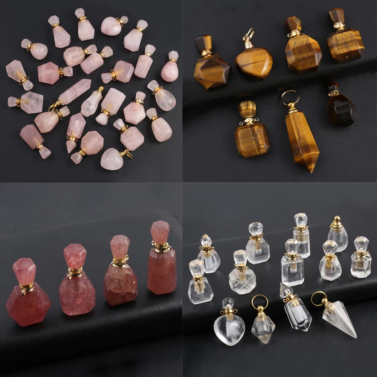 Casuale 1 pz pietra semipreziosa naturale bottiglia di profumo ciondolo diffusore di olio essenziale gioielli collana fai da te accessori regalo