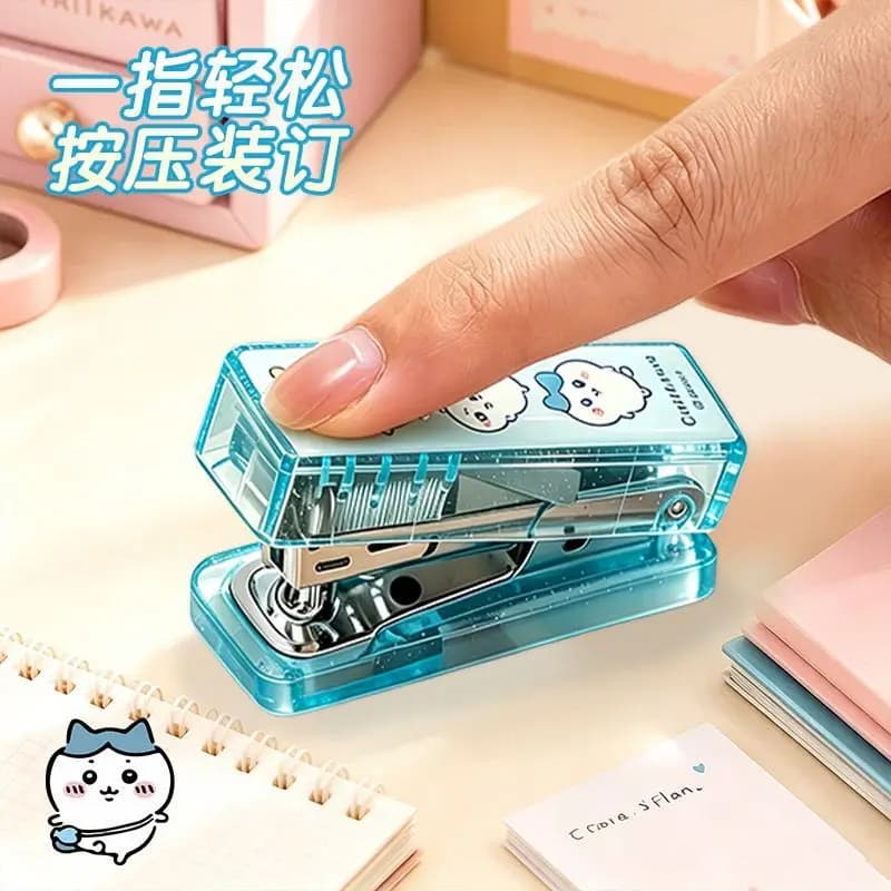 Anime Chiikawa Gradient Color Stapler Cartoon Usagi Hachiware Student Stationery Cute Mini Stapler Press Binding Portable