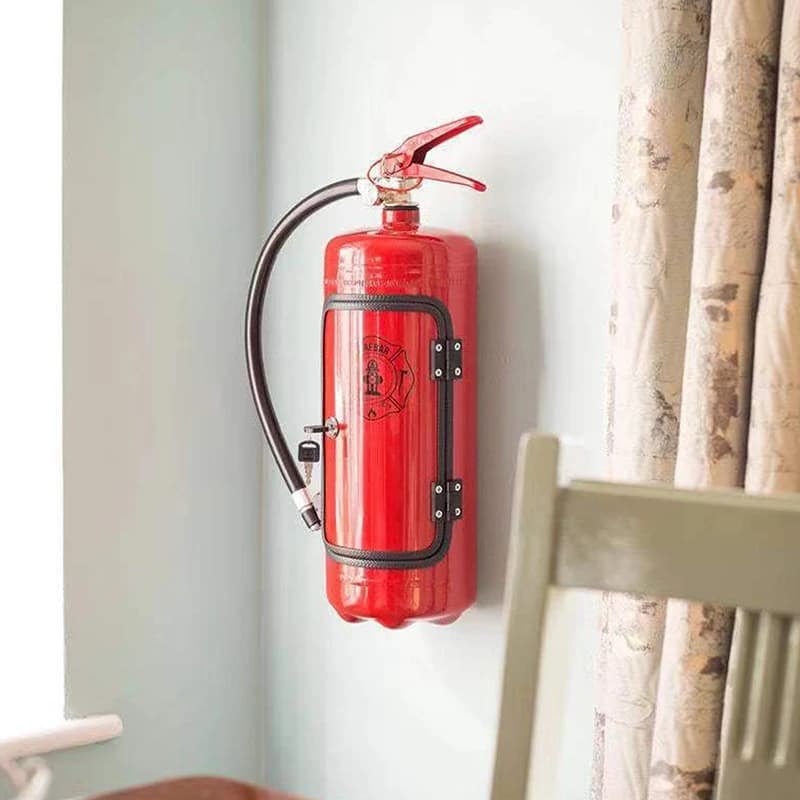 Scatola Porta Vino a Forma di Estintore, Decorazione Artigianale, Mini Bar, Contenitore per Vino e Liquori, Regalo per Vigili del Fuoco