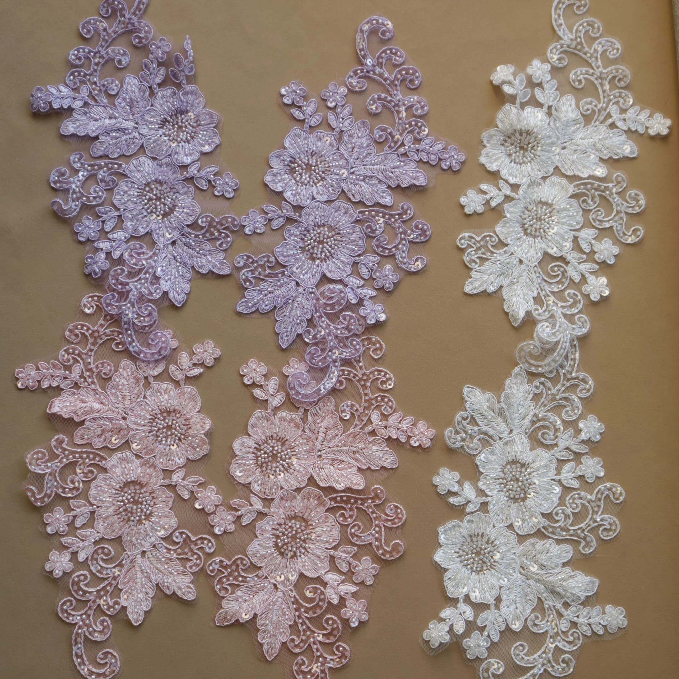 2 pz/set cucire su applicazioni di pizzo ricamato con perline di lusso per abiti da sposa Toppe con strass Ricamo parches ropa