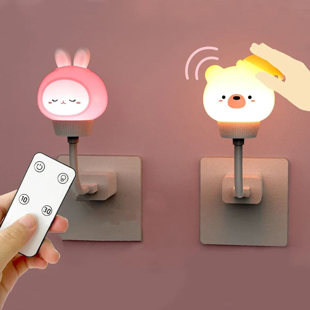 USB Cartoon Cute Night Light con telecomando bambini camera da letto lampada da comodino decorativa lampada da comodino regali di natale per bambini
