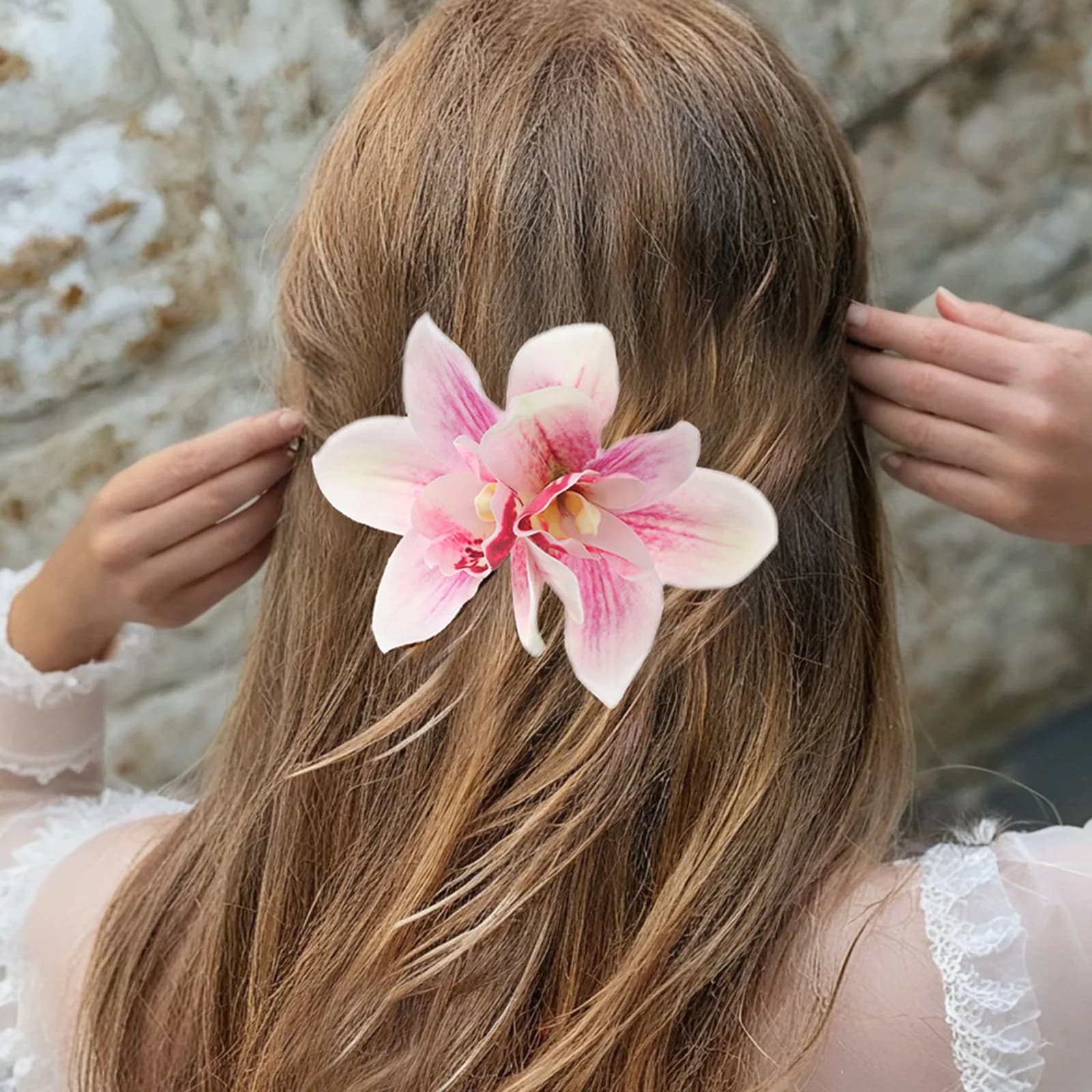 New Bohemian Orchid Flowers Hair Clips Small Hairpin Bridal Barrette Beach Wedding Flower Women Holiday Hair Accessories