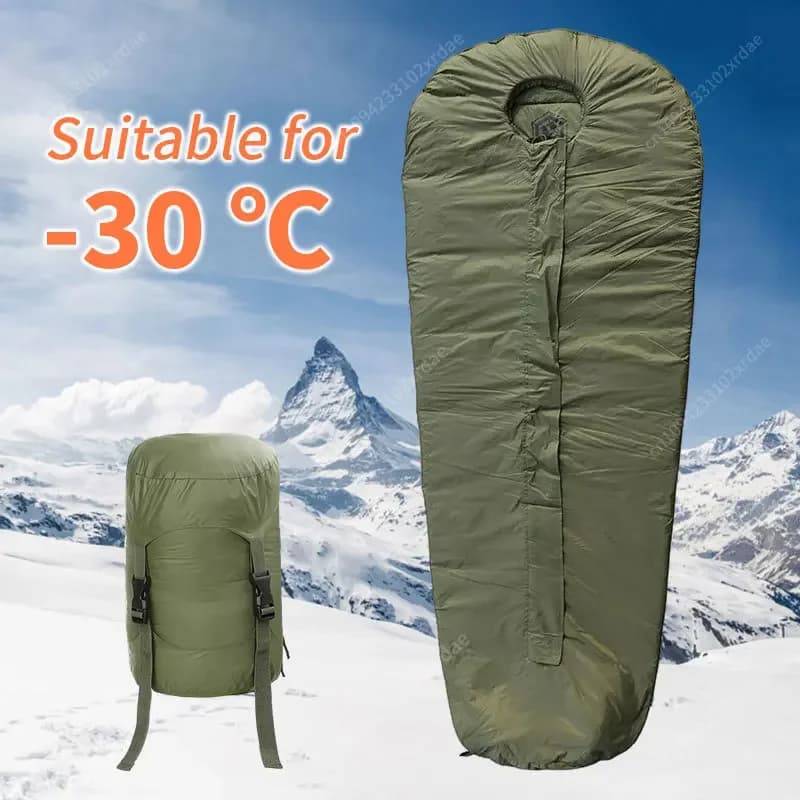 NewEmersongear Winter -30 Mummia Waterproof Bolsa De Dormir Wearable Saco De Dormir Tactical fur bag for outdoor camping